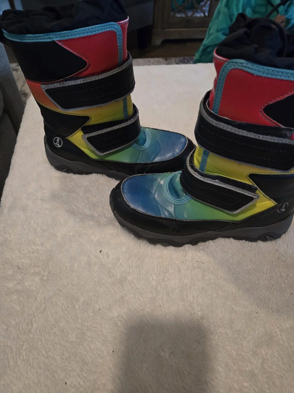 Kids Rainbow Lands End Snow Boots with Velcro Straps